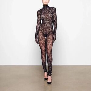 SKIMS Black Lace Jumpsuit